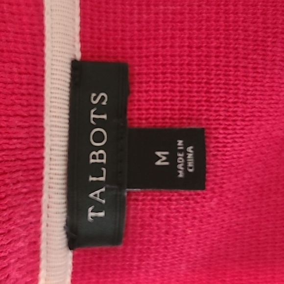 Talbots Pink White Stripe Cardigan Sweater Blazer Size M Button Front - Picture 6 of 7